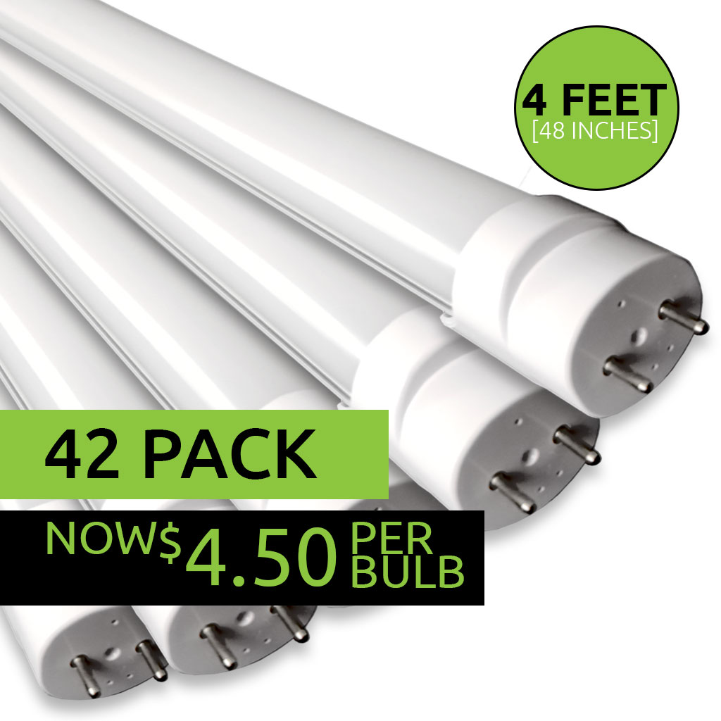 LED T8 Tubes (4ft) | $4.50 Per Bulb [42 Pack] | 16 Watt, 2,100 Lumen